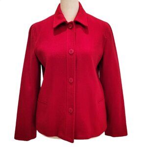 Vibrant Red Wool-Cashmere Blend Jacket